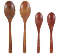 Oruola 4 cucharas de madera para miel, cucharas de madera de 5.9 y 7.4 pulgadas para comer, juego de utensilios de madera, cucharas pequeñas de madera para té, café, mermelada, azúcar, helado y sales