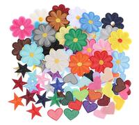 Oruola 80 parches de flores pequeños, parches termoadhesivos con forma de corazón, parches para planchar para niños y adultos, parches bordados para sombreros, vaqueros, ropa, mochilas, accesorios de