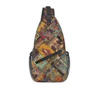 ORURYRTW Mochila Cruzada Personalizada The Major Arcana of Tarot Patchwork Sling para Hombres Bruja Oculta Bolso de Hombro Espiritual para Regalo de Viaje
