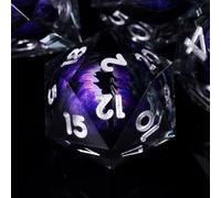 ORUZA Juego de 7 dados de Dragon Eye DND con núcleo líquido, dados de resina de borde afilado, poliédricos, para juegos de rol de Calabozos y Dragones, D20, D12, D10, D8, D6, D4 y D%