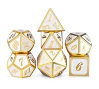 ORUZA Juego de 7 dados de metal DND vintage, juego de dados poliédricos D&D para mazmorras y dragones RPG MTG TTRPG Pathfinder Juego de rol Juego de mesa Dados