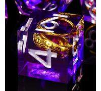 ORUZA Juego de 7 dados de resina de El Señor del Anillo DND con borde afilado, poliédricos, para Dungeons and Dragons, RPG, MTG, juegos de rol, D20, D12, D10, D8, D6, D4, D%