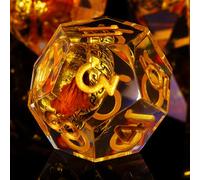 ORUZA Juego de 7 dados de resina de El Señor del Anillo DND de resina de borde afilado, dados poliédricos D&D para juegos de mesa Dungeons and Dragons RPG MTG (transparente y dorado)