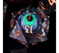 ORUZA Juego de 7 dados de resina poliédrica de ojo de dragón D&D para Dungeons and Dragons RPG MTG Pathfinder RPG D4 D6 D8 D10 D% D12 D20