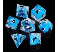 ORUZA Juego de 7 dados de resina poliédrica, DND Cat Cube, Resina Sharp Edge Play Dados para Dungeons and Dragons RPG MTG Pathfinder RPG Juego de rol