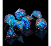 ORUZA Juego de 7 dados poliédricos de resina DND con borde afilado para Dungeons and Dragons RPG MTG mesa juegos de rol Die D20 D12 D10 D8 D6 D4 D%