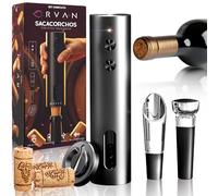 ORVAN® SUPER PACK de Sacacorchos Eléctrico PREMIUM Recargable 5 En 1 Con Cortador, Aireador, Tapón De Vacío Y Cable Usb Con Indicador Led | Abridor De Vino Electrico | Regalos Originales Hombre