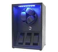 Oryx 3 - Caja de reloj giratoria para relojes automáticos, 5 modos de rotación, caja de exhibición con almacenamiento adicional de relojes y luz LED, bobinadores con cerradura alimentado por USB