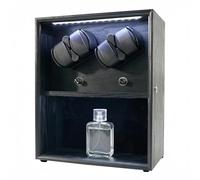 Oryx - 4 bobinadores de relojes automáticos, caja de reloj giratoria, 5 modos de rotación, vitrina con almacenamiento adicional de perfume, bobinadores con bloqueo, luz blanca, motor Mabuchi