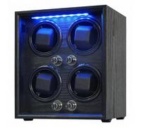 Oryx 4 bobinadores de Relojes automáticos, Caja de Reloj giratoria de Madera, 5 Modos de rotación, Caja de exhibición con luz LED, Motor Mabuchi súper silencioso Alimentado por USB, 4 almacenes para