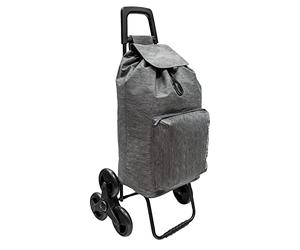 ORYX Carro De La Compra 6 Ruedas Sube Escaleras Gris Jaspeado 54 litros Carrito De La Compra Poliester. Bolsa Térmica Refrigeración