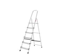 ORYX Escalera Plegable de Aluminio para Uso Doméstico | Disponible de 3 a 8 Peldaños (Altura Base 119 cm) | Escalera Ligera con Peldaños Reforzados, Bandeja Portaherramientas y Tacos Antideslizantes
