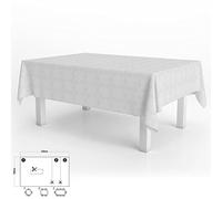 ORYX Mantel Hule Muleton Rectangular Blanco Impermeable Antimanchas PVC 140x250 cm. Recortable Uso Interior y Exterior