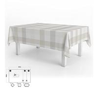 Oryx Hogar Mantel hule rectangular cuadros beige impermeable antimanchas PVC 140x250 cm recortable
