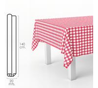 Oryx Hogar Mantel hule rectangular cuadros rojos PVC impermeable antimanchas rollo 140x20 m