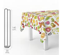 Oryx Hogar Mantel hule rectangular Frutas Fantasia - PVC impermeable 140 cm x 20 m, rollo recortable