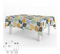 ORYX Mantel Hule Rectangular Hojas Colores Impermeable Antimanchas PVC 140x250 cm. Recortable Uso Interior y Exterior