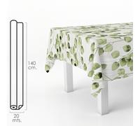 Oryx Hogar Mantel hule Rectangular Hojas verdes – PVC impermeable antimanchas 140x20 m