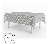 ORYX Mantel Hule Rectangular Rombos Grises Impermeable Antimanchas PVC 140x250 cm. Recortable Uso Interior y Exterior