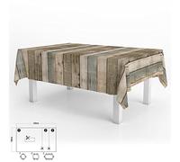 ORYX Mantel Hule Rectangular Tablones Madera Impermeable Antimanchas PVC 140 x 250 cm. Recortable Uso Interior y Exterior