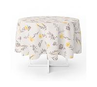 ORYX Mantel Hule Redondo Flores Amarillas Impermeable Antimanchas PVC Ø140 cm. Uso Interior y Exterior