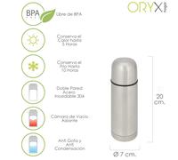 Oryx termo liquidos 350 ml, acero inoxidable, libre bpa, antigoteo