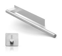 ORZAC® Toallero Adhesivo Plata 39 cm - Acero Inoxidable, Sin Taladro con Adhesivo 3M Reutilizable + Gancho Extra | Toallero Baño Minimalista Acabado Brillante