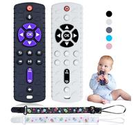 Orzbow 2 Piezas Mordedor Bebe, Mando Juguete Bebe de Silicona con Clip de Chupete y Botones Pulsables, Suave Juguetes Montessori Bebe 0-6 Meses, Mordedores Bebes 3-6Meses, Negro y Gris Claro