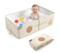 Orzbow Bañera Bebe Plegable, Portátil Bañera Bebe Plegable con Pegatina de Temperatura, Banheira Bebe de 6 Meses a 6 Años, Fácil de Limpiar, Estable y Duradera, Pliega Almacenar, Blanco