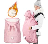 Orzbow Cobertor Porteo Invierno, Conejo Rosa | Cubre Porteo Bebe Impermeable, Universal Protector Mochila Porteo con Forro Polar Cálido, Parte Superior Desmontable
