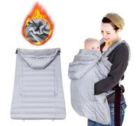 Orzbow Cobertor Porteo Invierno, Cubre Porteo Bebe Impermeable, Universal Manta Porteo Bebe con Forro Vellón Coral, Parte Superior Desmontable, Bolsillo Delantero, Gris Claro