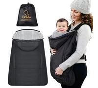 Orzbow Cobertor Porteo Invierno, Cubre Porteo Bebe Impermeable, Universal Manta Porteo Bebe con Forro Vellón Coral, Parte Superior Desmontable, Bolsillo Delantero, Negro