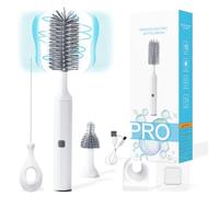 Orzbow Eléctrico Cepillo Limpia Biberones 3 en 1 - Silicona Resistente al Agua, Sin BPA, para Tetinas y Pajitas, Rotación 360°, 1200 mAh (Gris)