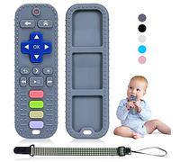 Orzbow Mando Juguete Bebe, Mordedor Bebe de Silicona con Clip de Chupete y Botones Pulsables, Suave Juguetes Montessori Bebe 0-6 Meses, Mordedores Bebes 3-6Meses, Gris Oscuro