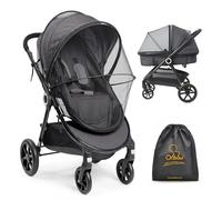 Orzbow Mosquitera Carrito Bebe Universal,Respirable Red Antimosquitos Bebe con Cremallera,3D PVC Support Red Antiinsectos Malla Encriptada para Capazo,Silla de Paseo,Cuna de Viaje,con Bolsa (Negro)