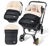 Orzbow Saco Capazo Bebe Invierno,Ajustable Saco Capazo Invierno con Cremalleras,Fácil Acceso,Impermeable Saco para Capazo Bebe Invierno con Tejido Pongee,Calentar Vellón Bereber,Negro