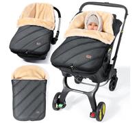 Orzbow Saco Capazo Bebe Invierno,Ajustable Saco Capazo Invierno con Cremalleras,Fácil Acceso,Impermeable Saco para Capazo Bebe Invierno con Imitación Vellón Lana,Calentar,Gris Oscuro