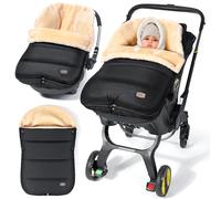 Orzbow Saco Capazo Bebe Invierno,Ajustable Saco Capazo Invierno con Cremalleras,Fácil Acceso,Impermeable Saco para Capazo Bebe Invierno con Tejido Pongee,Calentar Imitación Vellón Lana,Negro Elegante