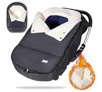 Orzbow Saco Silla de Coche Bebe Invierno, Forro Polar Coral, Gris Oscuro | Universal Saco Grupo 0 con Cuello Ajustable, Impermeable Saco Capazo Bebe con Cremallera, Desmontable y Lavable a Máquina