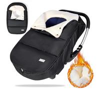 Orzbow Saco Silla de Coche Bebe Invierno, Forro Polar Coral, Negro | Universal Saco Grupo 0 con Cuello Ajustable, Impermeable Saco Capazo Bebe con Cremallera, Desmontable y Lavable a Máquina