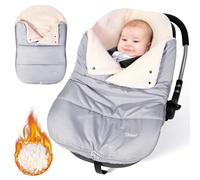 Orzbow Saco Silla de Coche Bebe Invierno,Universal Saco Grupo 0 con Cuello Ajustable,Impermeable Saco Capazo Bebe con Cremallera,Forro Vellón Bereber,Desmontable y Lavable a Máquina (Gris Claro)