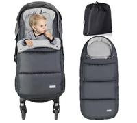 Orzbow Saco Silla Paseo Universal Invierno, Ajustable Saco Carro Bebe con Cremallera y Botones, Impermeable Saco Silla de Paseo con Bolsa de Cordón, Desenfundable, Forro Polar Caliente, Gris Oscuro