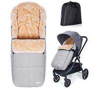 Orzbow Saco Silla Paseo Universal Invierno con Piel de Cordero Artificial, Impermeable Saco Carro Bebe Invierno con Cremallera, Fácil Acceso, Extraíble y Lavable a Máquina (Gris Claro)