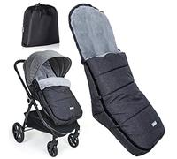 Orzbow Saco Silla Paseo Universal Invierno, Impermeable Saco Carro Bebe con Bolsa, Desmontable Saco Silla de Paseo con Cremallera Lateral Ajustable, Forro Cálido Coral, Forma de L, Gris Oscuro
