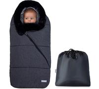 Orzbow Saco Silla Paseo Universal Invierno, Impermeable Saco Carro Bebe con Cuello de Piel Desmontable, Saco Silla de Paseo con Cremallera Ajustable, Forro Polar Caliente, Gris Oscuro