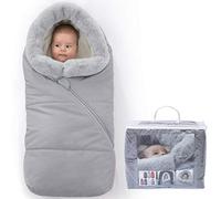 Orzbow Saco Silla Paseo Universal Invierno, Impermeable Saco Carro Bebe con Cuello de Piel Desmontable, Saco Silla de Paseo con Cremallera Ajustable, Forro Polar Caliente, Gris Claro