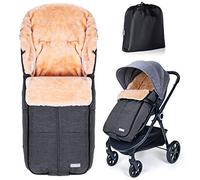 Orzbow Saco Silla Paseo Universal Invierno,Impermeable Sacos Capazo Bebe con Forro de Piel de Oveja Sintética,Extraíble y Lavable a Máquina,para Cinturones de 3 y 5 Puntos (Gris Oscuro)