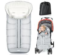 Orzbow Saco Silla Paseo Universal Invierno, Saco Carro Bebe Invierno con Pile Coral, Impermeable, Fácil Acceso, Cremallera e Tira Reflectante, Lavable a Máquina (Grigio Chiaro)