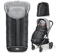 Orzbow Saco Silla Paseo Universal Invierno, Saco Carro Bebe Invierno con Pile Coral, Impermeable, Tira Reflectante, Partículas Antideslizantes y Cremallera, Lavabile in Lavatrice, Negro