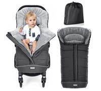 Orzbow Saco Silla Paseo Universal Invierno, Saco Carro Bebe Invierno con Pile Coral, Impermeable, Tira Reflectante y Cremallera, Lavabile in Lavatrice, Gris Oscuro